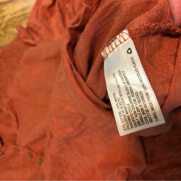 Knox Rose Orange Elastic Short Sleeve 1/2 Button Henley Cotton Knit Womens XL - Picture 4 of 7